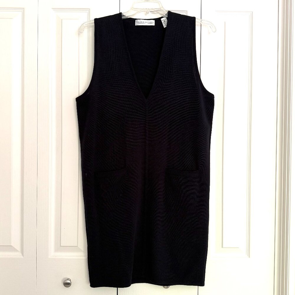 Vintage Valerie Stevens England 100% Merino Wool Dress Jumper Black Size M